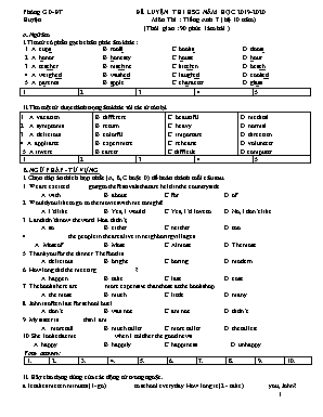 Đề luyện thi học sinh giỏi môn Tiếng Anh Lớp 7 (Hệ 10 năm) - Năm học 2019-2020
